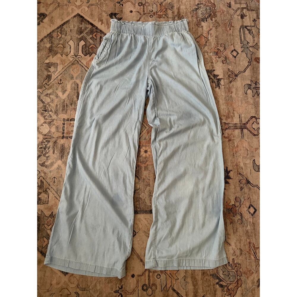 Sincerely Jules Womens M Light Blue Wide Leg Pants Elastic Waist Pockets
